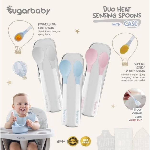 SUGAR BABY DUO HEAT SENSING SPOONS WITH CASE PINK