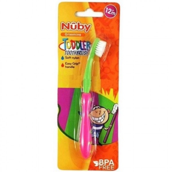 NUBY TOOTHBRUSH BRISTLE GREEN/PINK