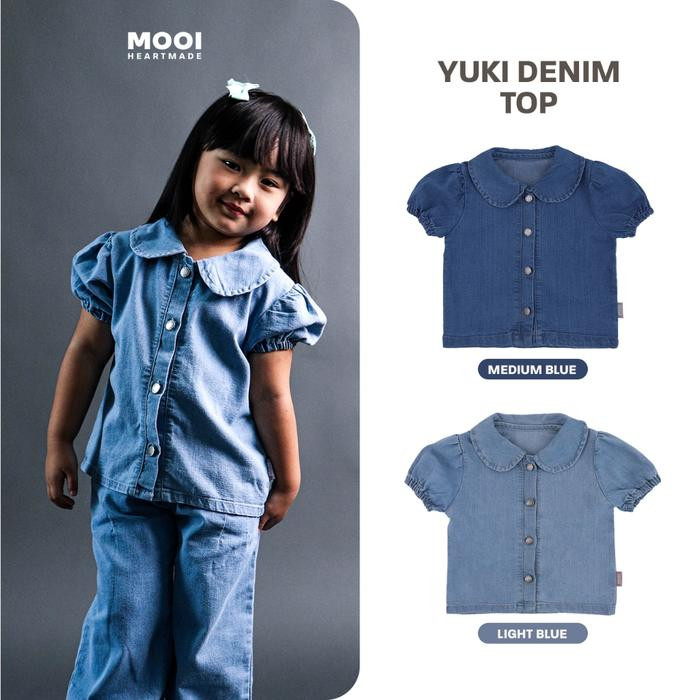 MOOI YUKI DENIM TOP MEDIUM BLUE L (5-6Y)