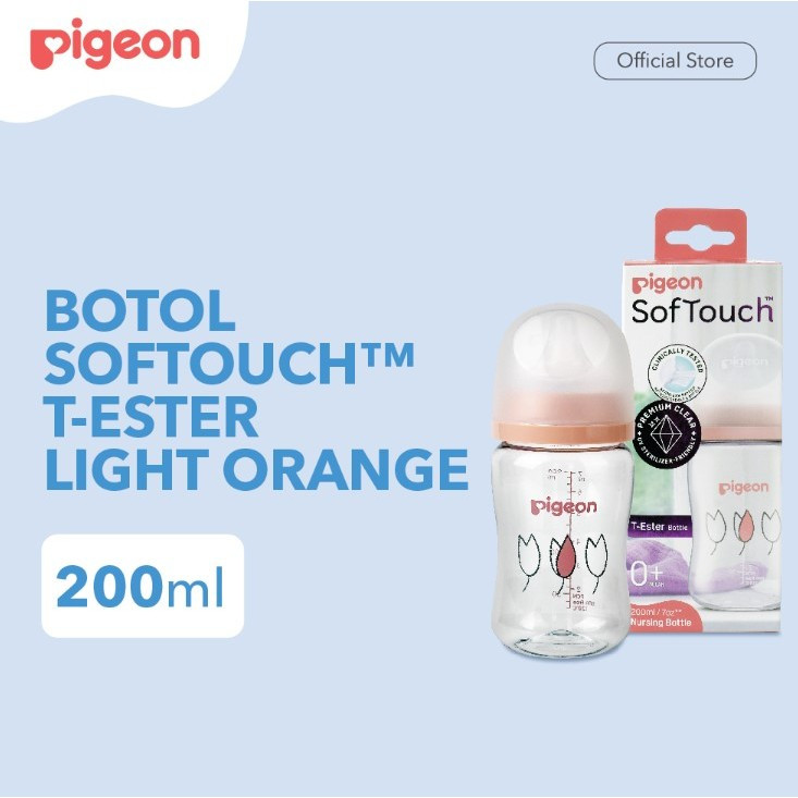 PIGEON BOTOL T-ESTER WIDE NECK BPP 200ML LIGHT ORANGE W/ SOFTOUCH N