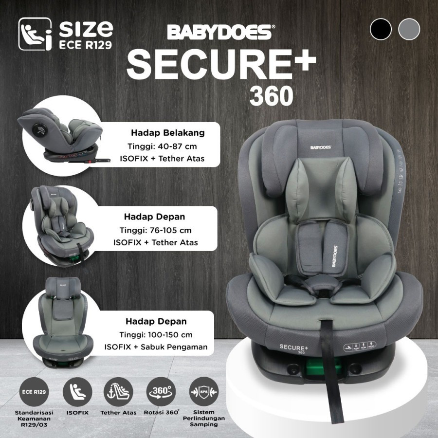 BABY DOES CARSEAT HB87252B 360 SECURE GREY