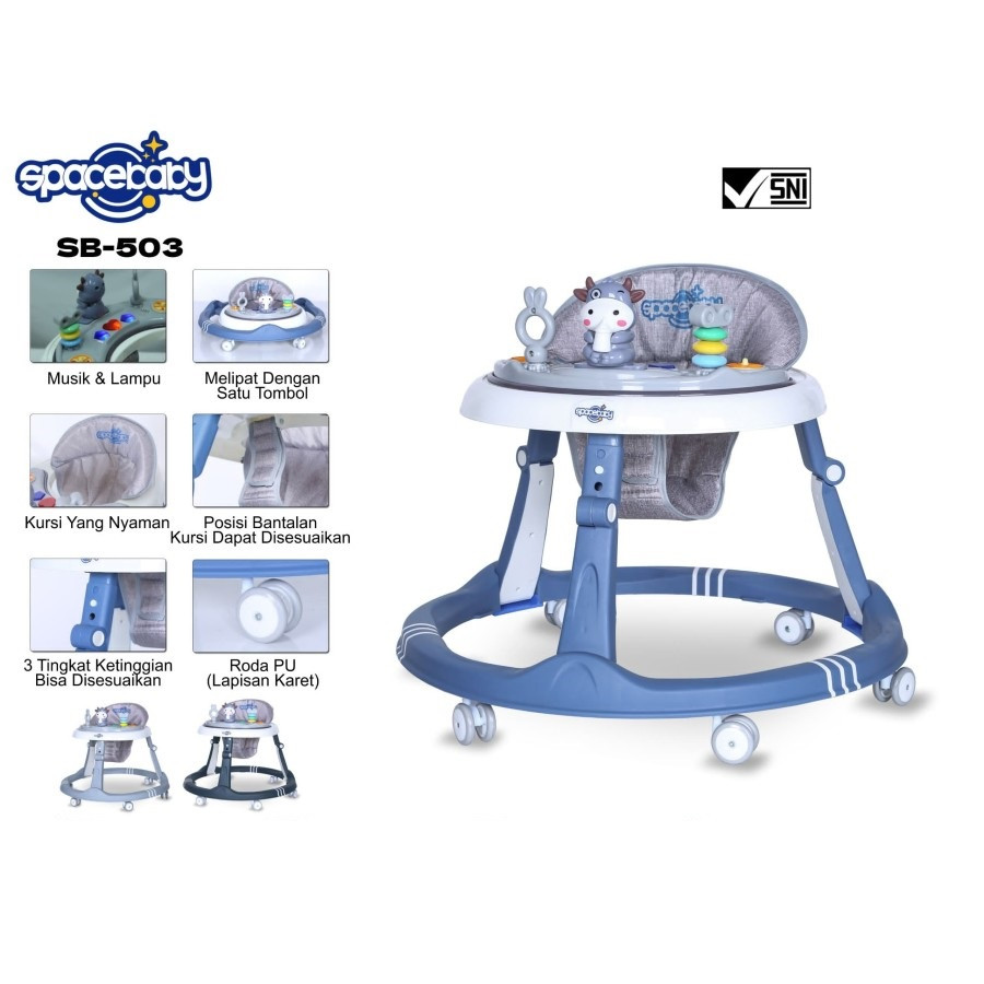 SPACEBABY BABY WALKER SB-503 COW DARK GREY