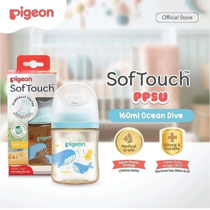 PIGEON SOFTOUCH BPP NURSING BOTTLE PPSU 160 OCEAN DIVE