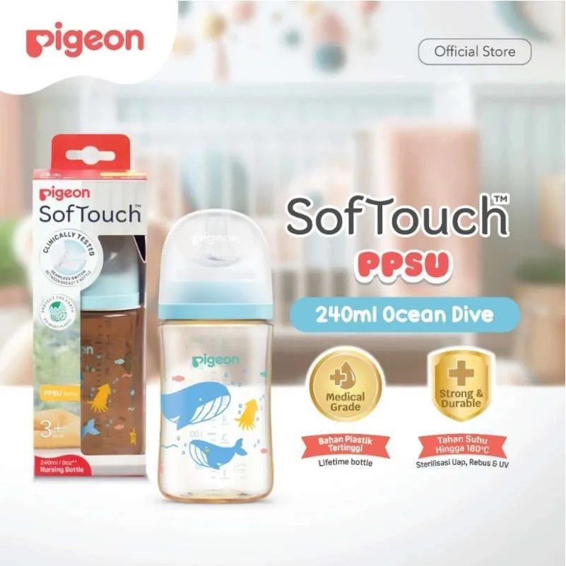 PIGEON SOFTOUCH BPP NURSING BOTTLE PPSU 240 OCEAN DIVE