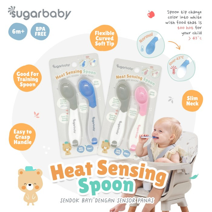 SUGAR BABY HEAT SENSING SAFETY SPOONS 2PC PINK