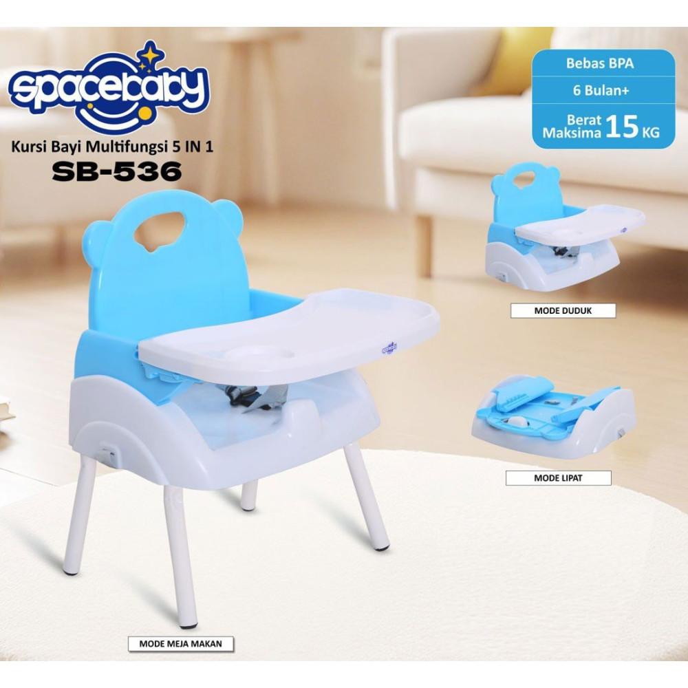 SPACEBABY FOLDING BOOSTER SEAT SB-536 (5 IN 1) BIRU