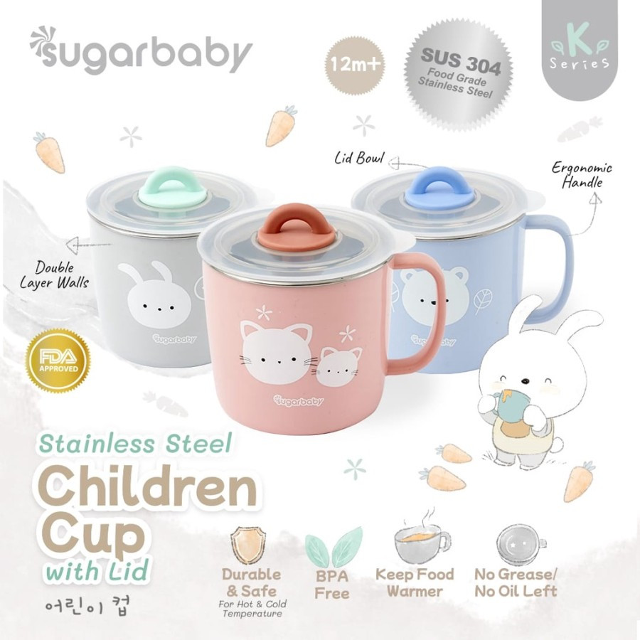 SUGAR BABY CHILDREN CUP WITH LID-GREY