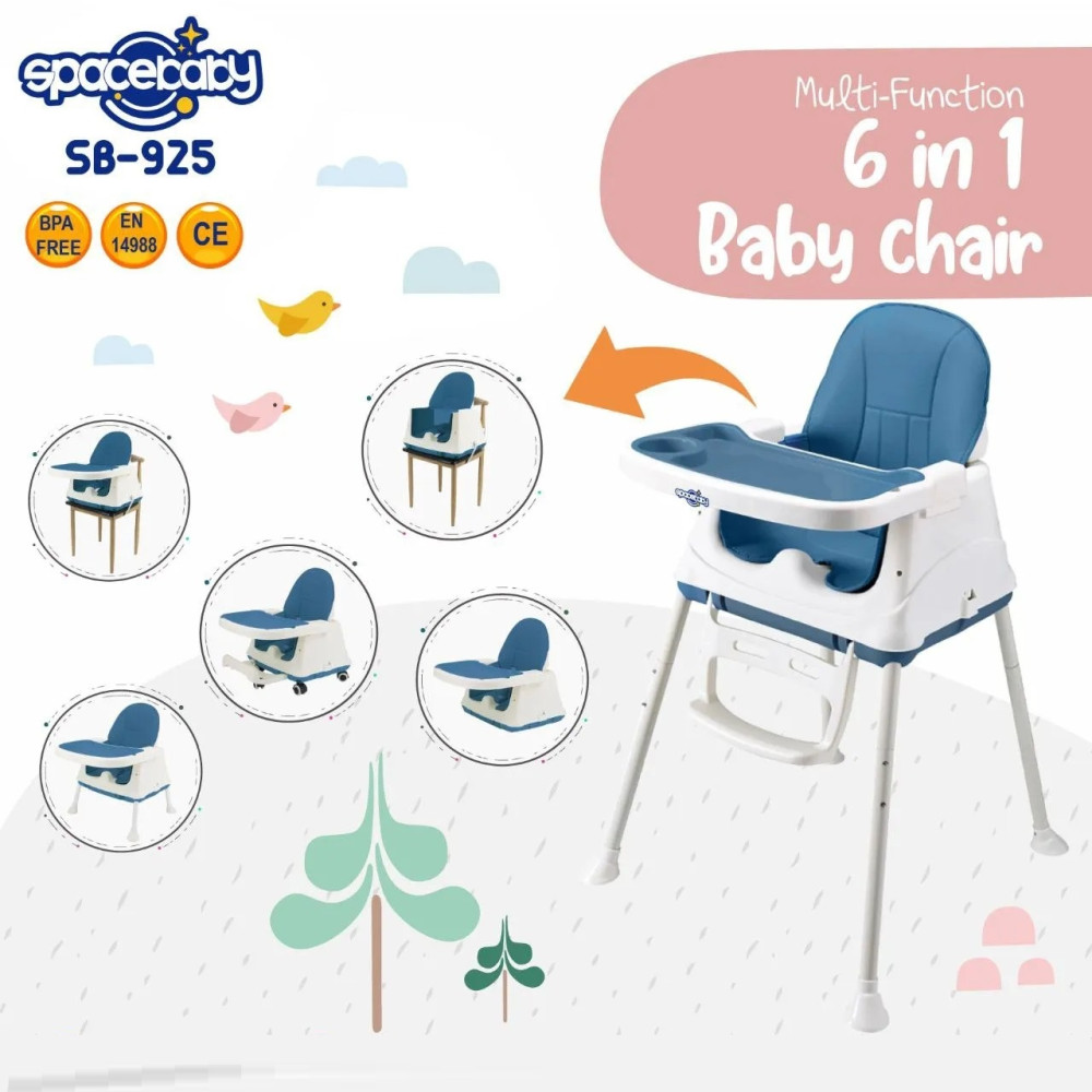 SPACEBABY BABY HIGH CHAIR 6 IN 1 SB-925A BLUE