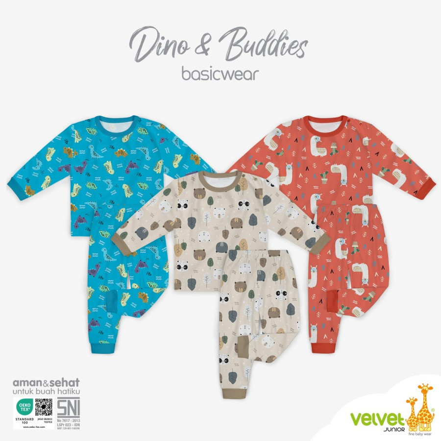 VELVET SET KP PANJANG M 3PCS DINO & BUDDIES