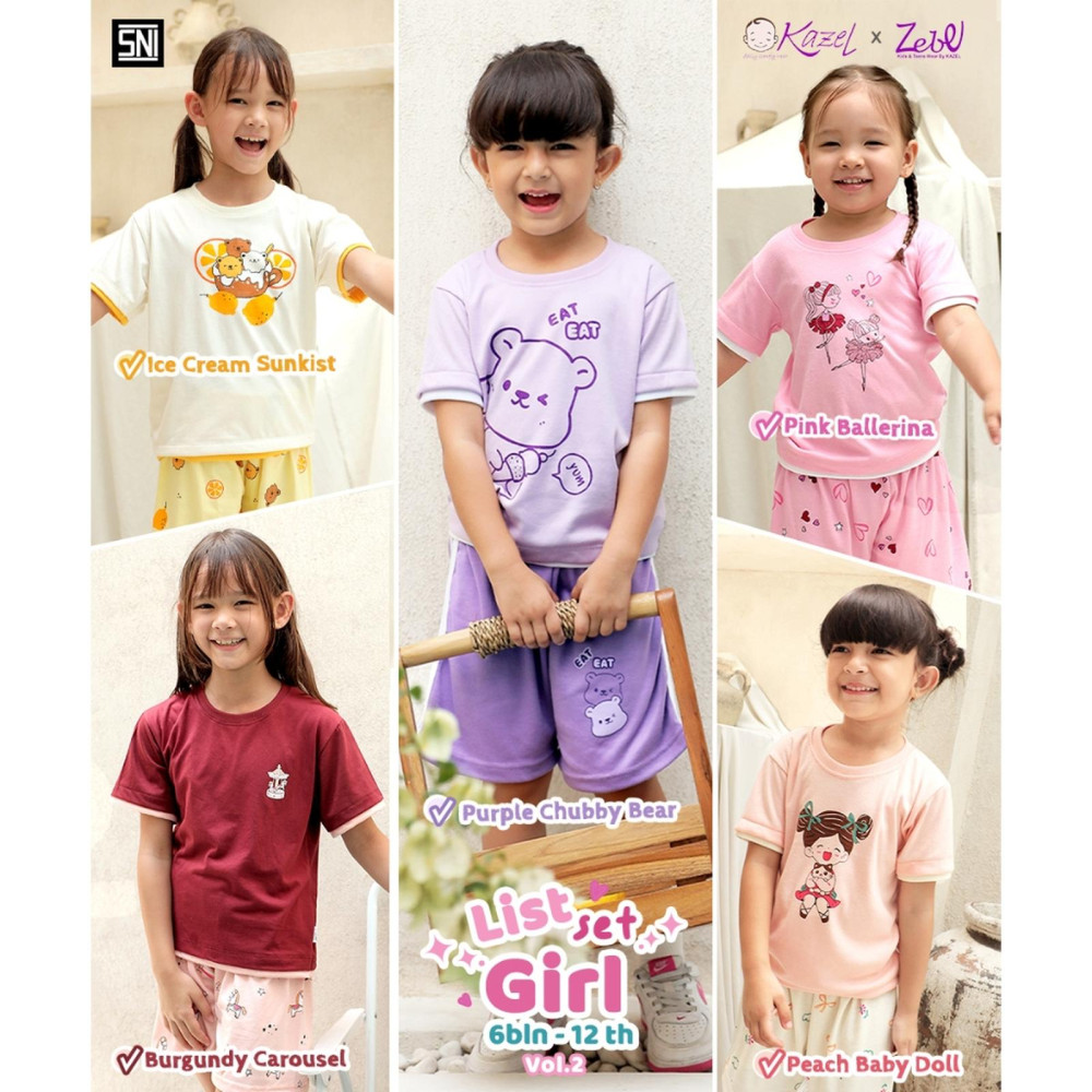 KAZEL X ZEBE LIST SET PENDEK VOL 2 GIRL BURGUNDY CARPUSEL XL