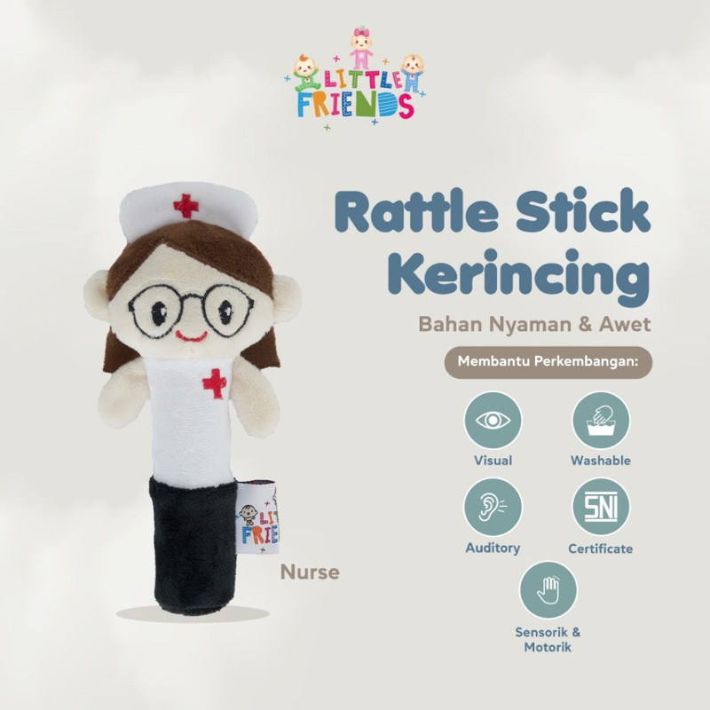 LITTLE FRIENDS RATTLE STICK KERINCING NURSE LFR2530