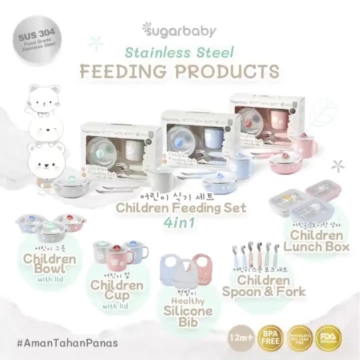 SUGAR BABY CHILDREN FEEDING SET 4IN1-PINK