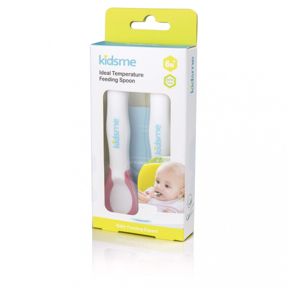 KIDSME IDEAL TEMPERATURE FEEDING SPOON 2PCS PINK