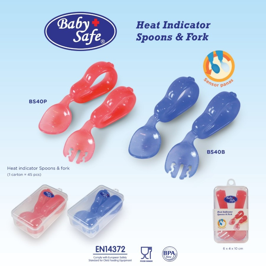 BABY SAFE HEAT INDICATOR SPOON & FORK BS40B/P