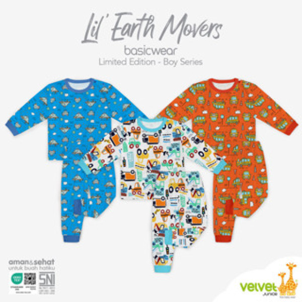 VELVET SET KP PANJANG S 3PCS LIL EARTH MOVERS