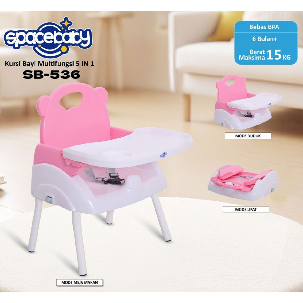 SPACEBABY FOLDING BOOSTER SEAT SB-536 (5 IN 1) PINK