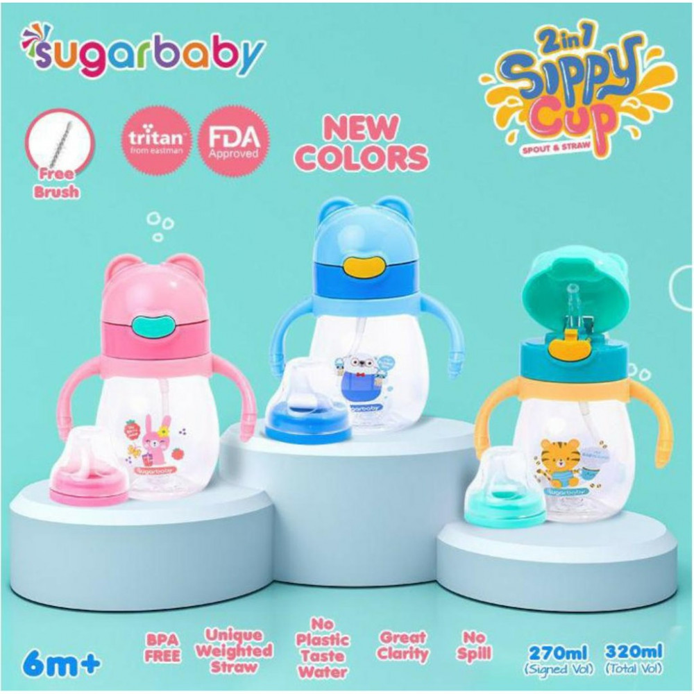 SUGAR BABY 2IN1 SIPPY CUP 270ML BLUE