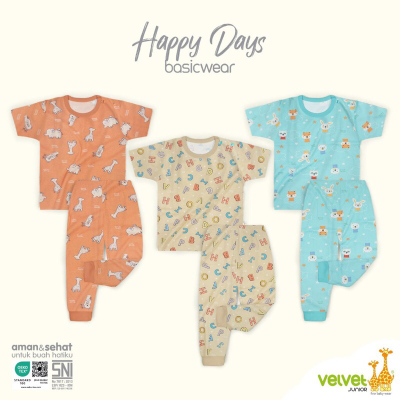 VELVET SET KP PDK+CLN PJG S 3PCS HAPPY DAYS