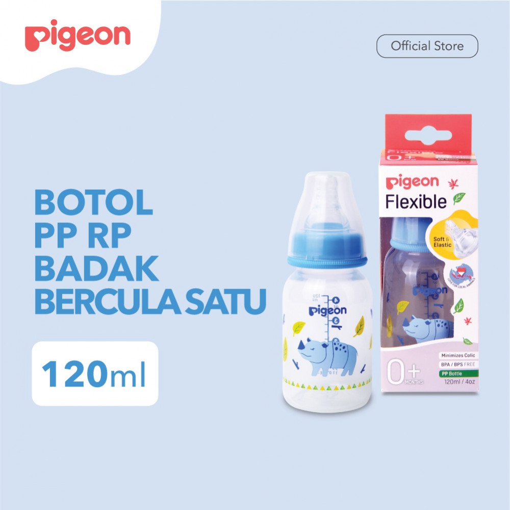PIGEON BOTOL PP RP 120ML BADAK BERCULA SATU W/S NIPPLE