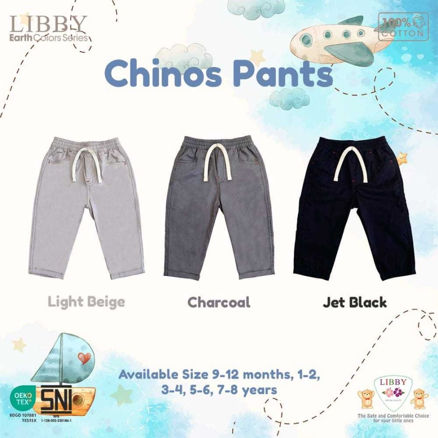 LIBBY CHINOS LONG BOY COTTON EARTH JET BLACK  9-12M