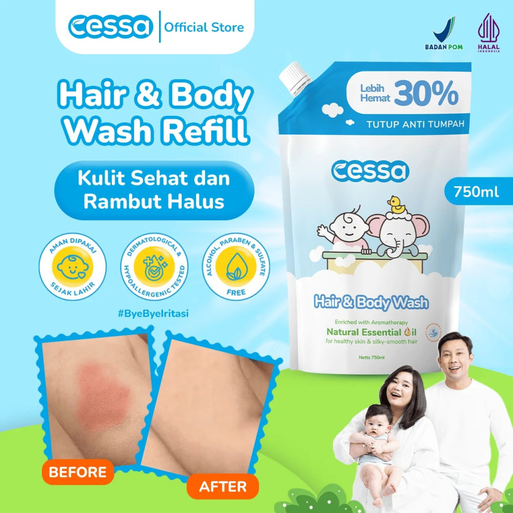 CESSA HAIR AND BODY WASH REFF 750 ML