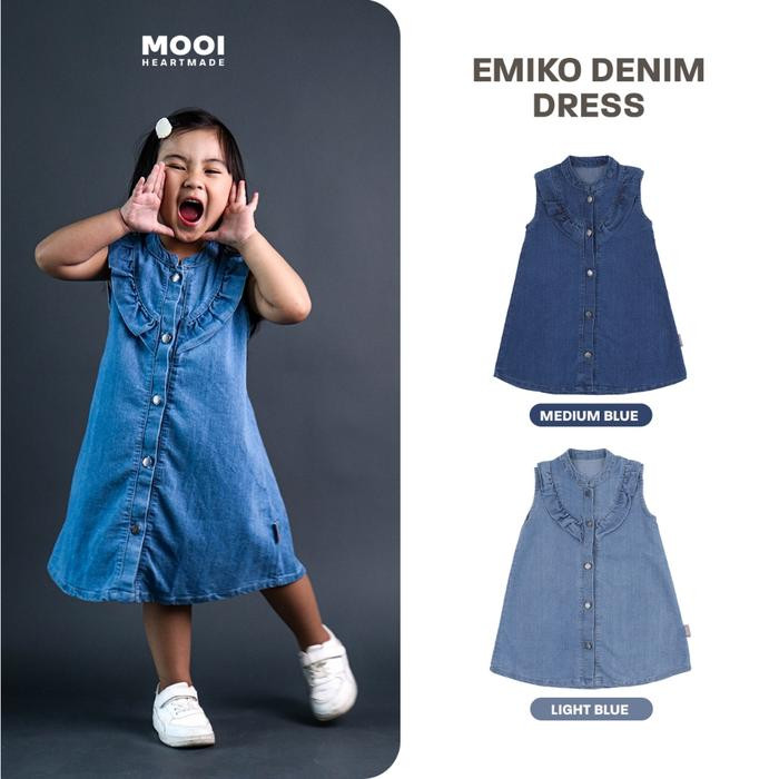 MOOI EMIKO DENIM DRESS MEDIUM BLUE L (5-6Y)