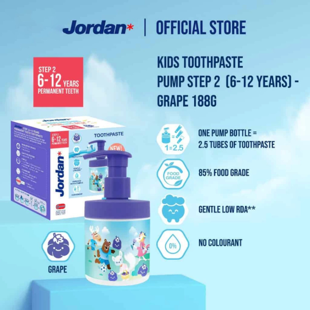 JORDAN KIDS TOOTHPASTE STEP 2 GRAPE PUMP 188GR