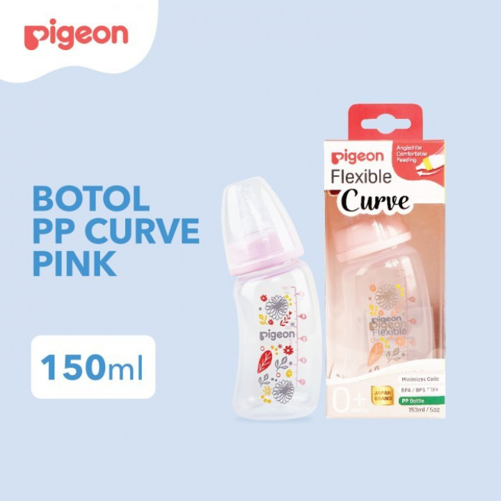 PIGEON BOTOL PP CLEAR CURVE 150ML PINK