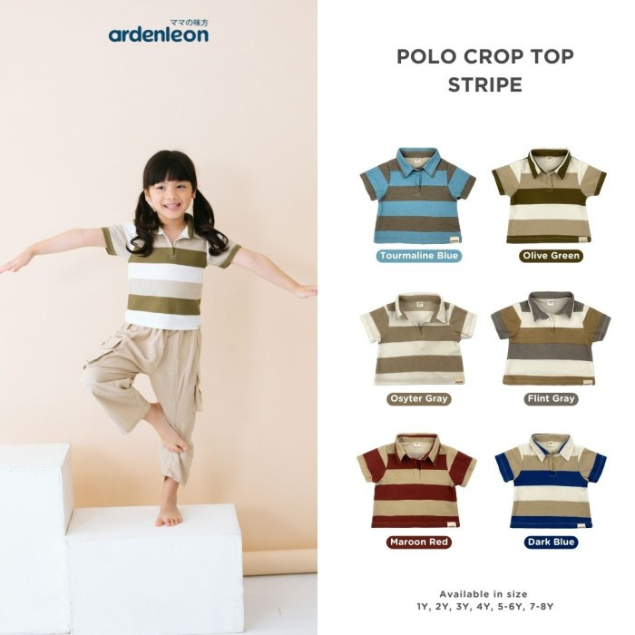 ARDENLEON ATASAN ANAK PEREMPUAN POLO CROP TOP STRIPE 3Y