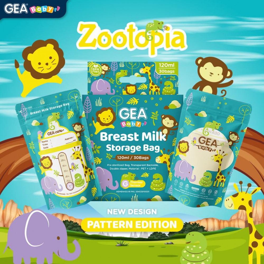 GEABABY BREASTMILK POUCH 120ML ZOOTOPIA TOSCA