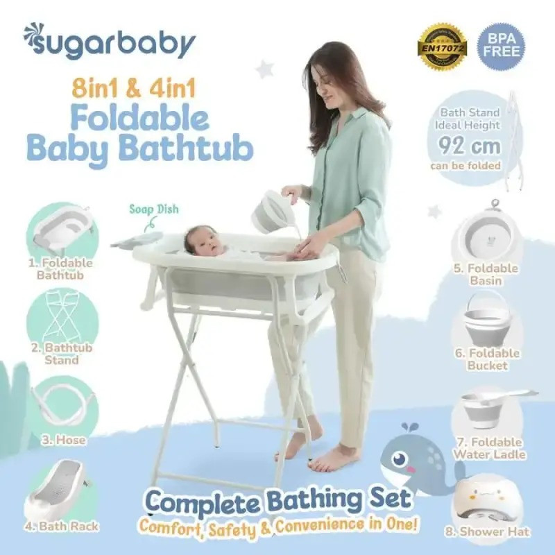 SUGAR BABY FOLDABLE BABY BATHTUB 8IN1 F78 GREY