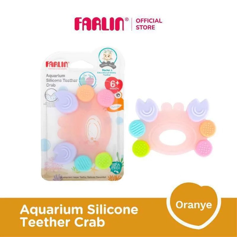 FARLIN AQUARIUM SILICONE TEETHER CRAB ORANGE