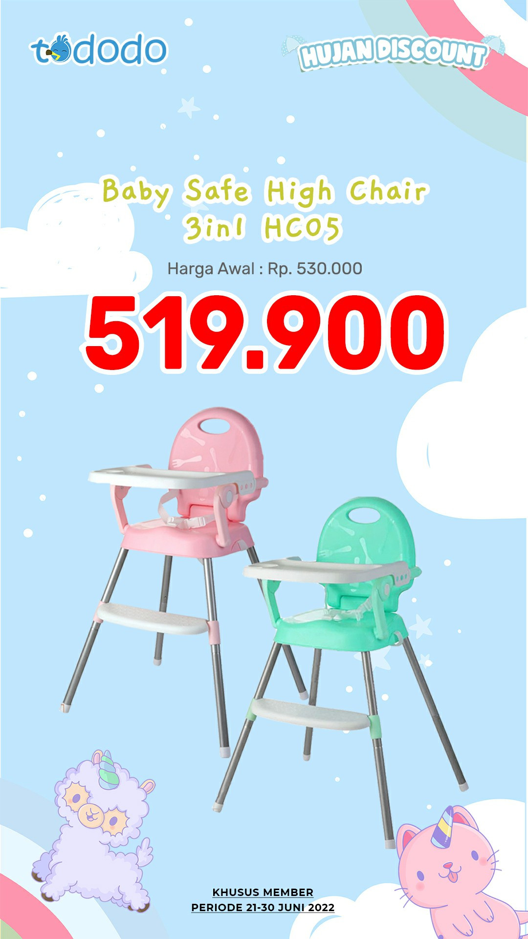 BABY SAFE HIGH CHAIR 3 IN 1 HC05G