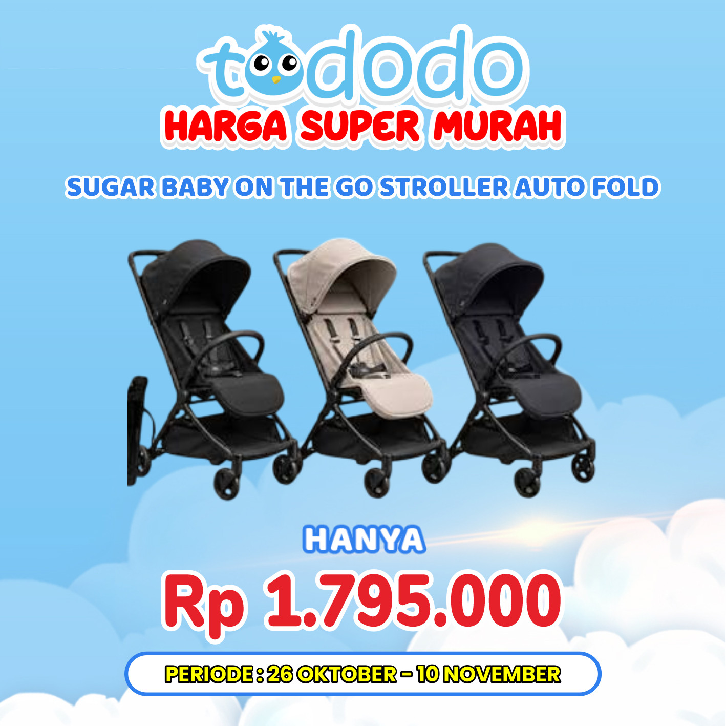 SUGAR BABY ON THE GO STROLLER AUTO FOLD