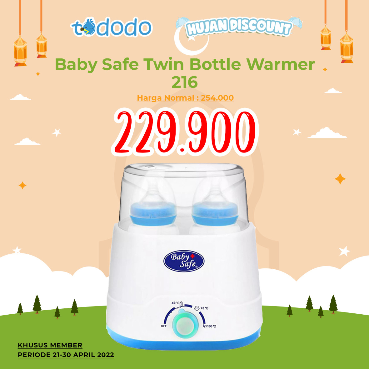 BABY SAFE TWIN BOTTLE WARMER LB 216