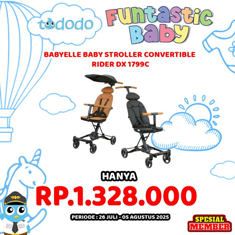 BABYELLE BABY STROLLER CONVERTIBLE RIDER DX 1799C