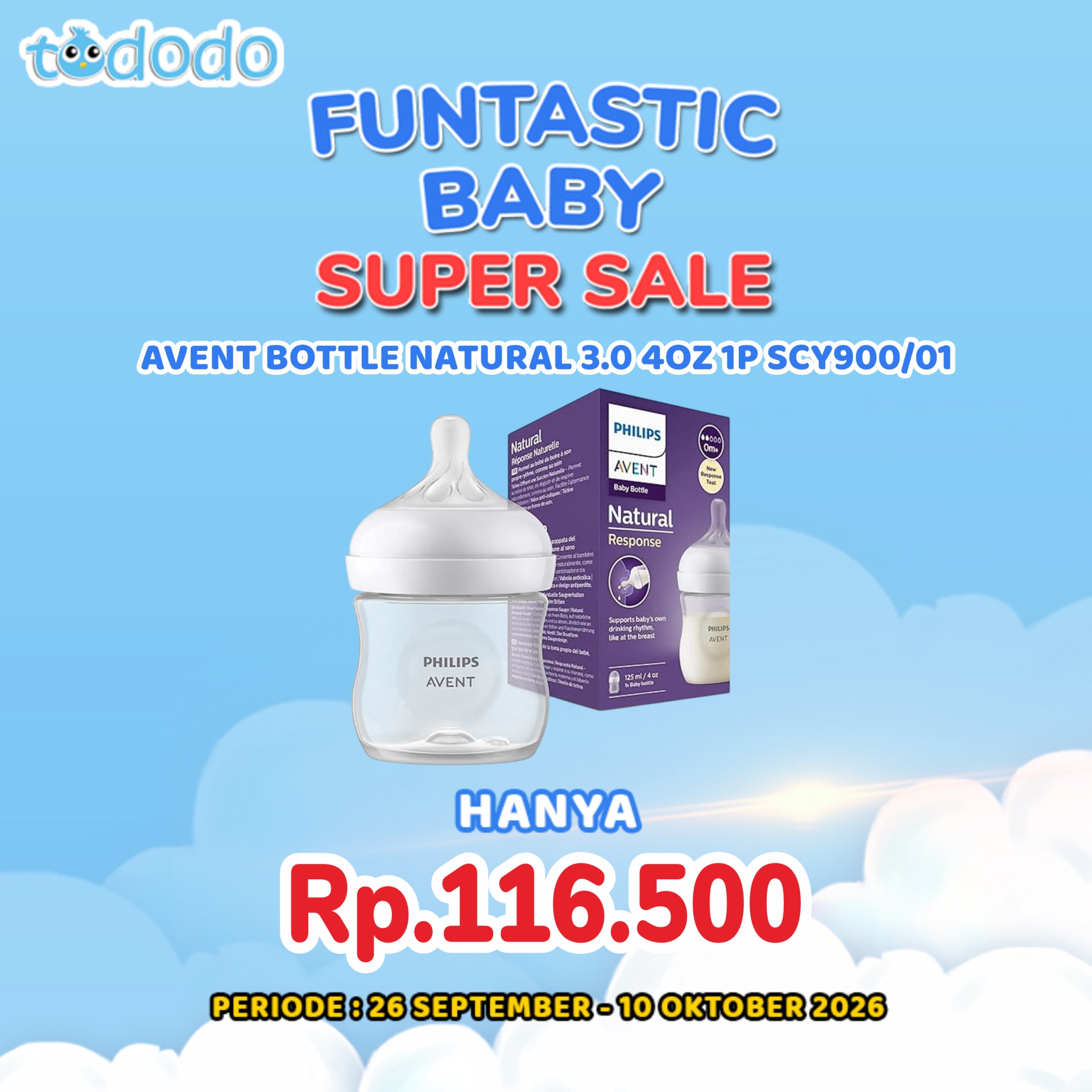 AVENT BOTTLE NATURAL 3.0 4OZ 1P SCY900/01
