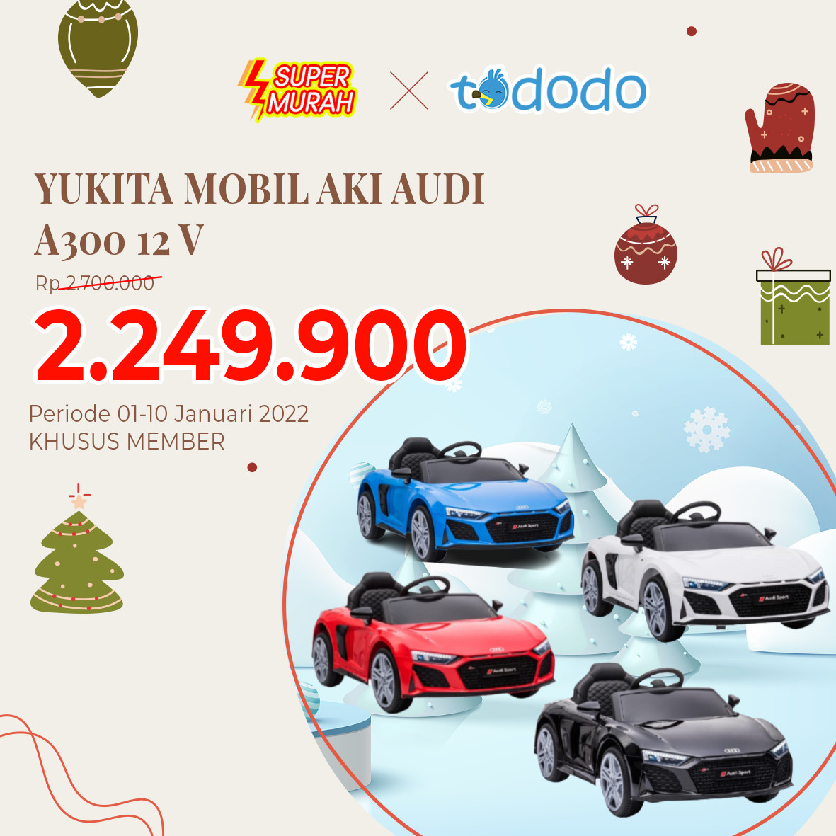 YUKITA MOBIL AKI AUDI A300 12 V
