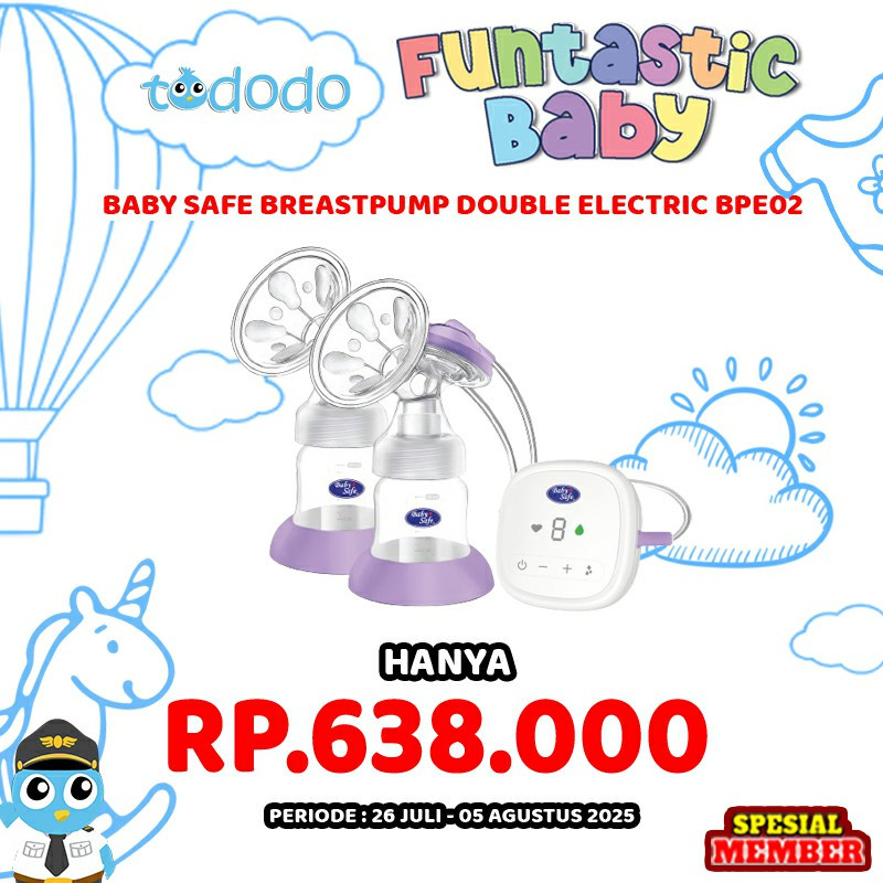 BABY SAFE BREASTPUMP DOUBLE ELECTRIC BPE02