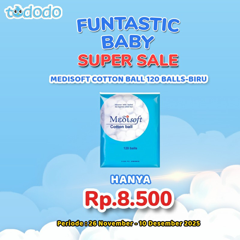 MEDISOFT COTTON BALL 120 BALLS-BIRU