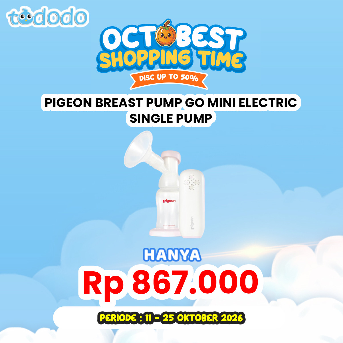 PIGEON BREAST PUMP GO MINI ELECTRIC SINGLE PUMP